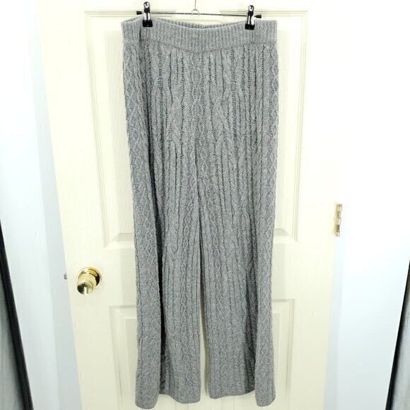 Something Navy Wool/Cashmere Chunky Cable Knit Pull On Lounge Pants L Gray - Picture 2 of 15
